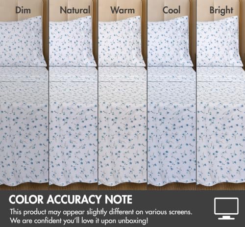 ZOYER 100% Cotton Twin Sheets, Percale Weave Twin Sheet Set, La Laa