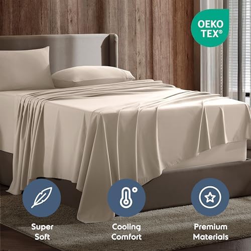 Nestl King Sheet Set - Bed Sheets - Beige Cream - 4-Piece Deep Pocket