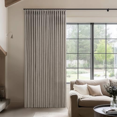 Greige Pinch Pleated Linen Curtains 108 Inch Long 100 Inch Wide 1