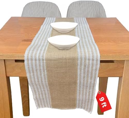 Decorative Table Runner (Pack of 1) – 12”x 108” – Natural on Stripe