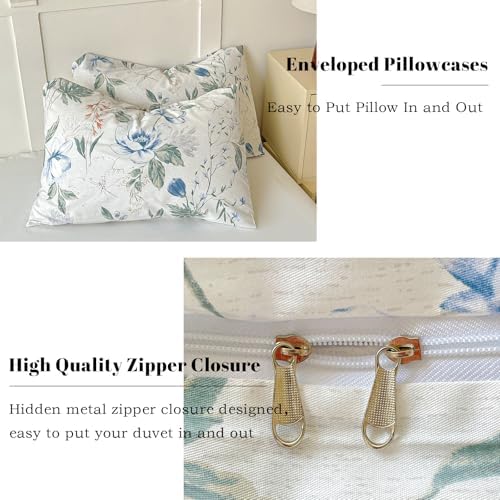 EAVD Queen Cotton Duvet Cover Chich Shabby Garden Floral Duvet Cover