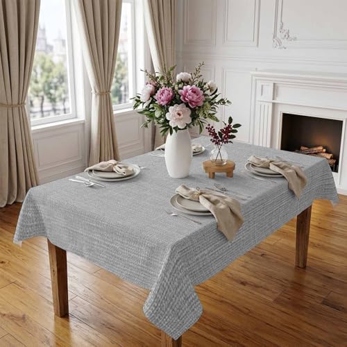 Solid Color Gray Waterproof Tablecloth for Rectangle Tables,Indoor
