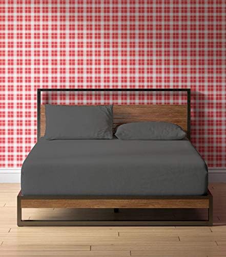 4-Pcs Bed Sheets Dark Grey King Size 100% Cotton 16" Deep Pocket