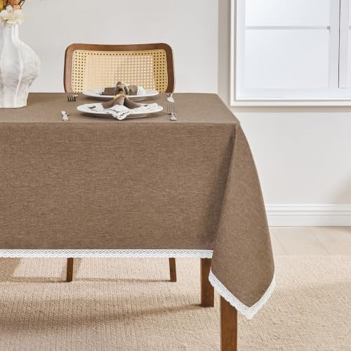 Mocha 52x70 Oblong Polyester Linen Farmhouse Tablecloth