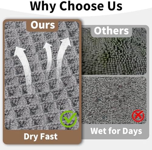 Long Bath Mat, Waffle Bathroom Runner Rug Non Slip Washable, 24 x 60