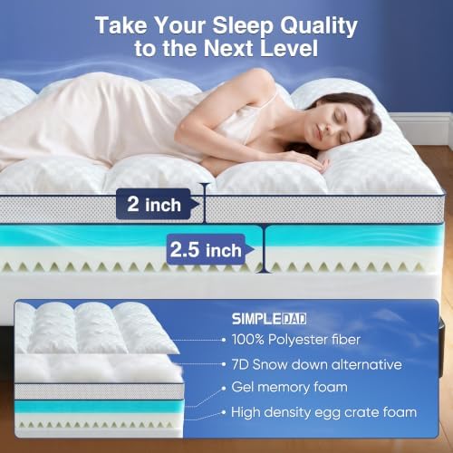 Queen Mattress Topper, 4.5 Inch Memory Foam Mattress Topper for Back