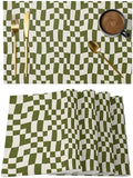 Round Placemats Set of 8 Neutral Grid Place Mats Minimalist Modern