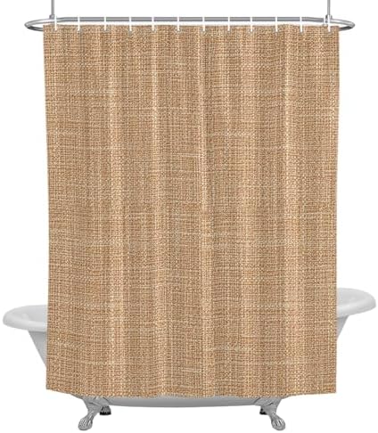 Tan Linen Shower Curtain 84 inches Extra Long Rustic Boho Natural Sand
