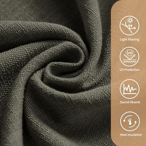 LUSTROWIN Natural Linen Curtains 96 Inches Long for Living Room