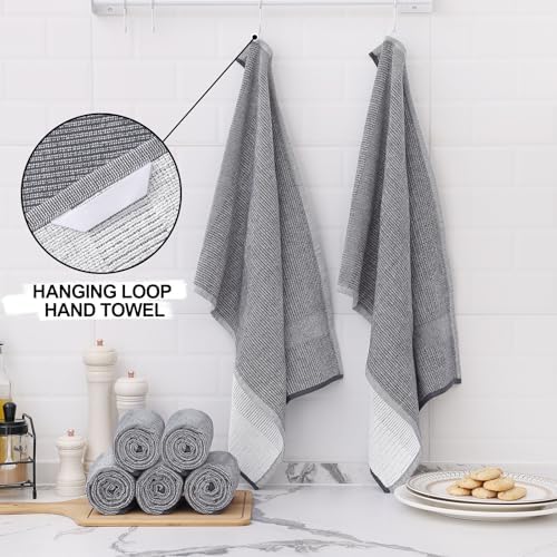 Homaxy Premium Kitchen Towels(18”x 28”, 6 Pack), Grey and Premium