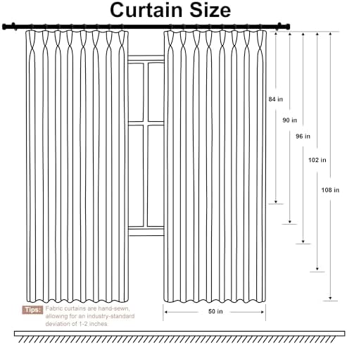 hoeflife 50 Inches Wide 100% Blackout Pinch Pleated Curtains Rings