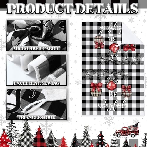 Bencailor 6 Pcs Christmas Kitchen Towels, Black White Plaid
