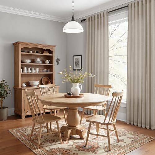 Joywell Linen Curtains 84 Inches Long for Living Room Cobblestone