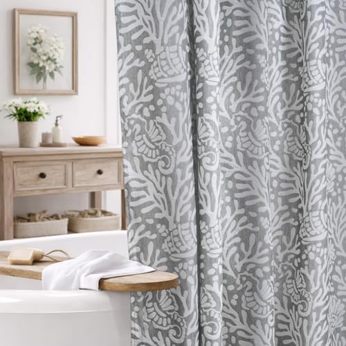 LXBNI Gray Shower Curtain for Bathroom, Embossed Textured, 72x72 Inch