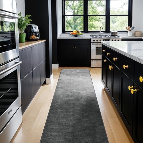 LIANLAM 2x6 Washable Runner Rugs, Gray Stainproof Non-Slip for Hallway