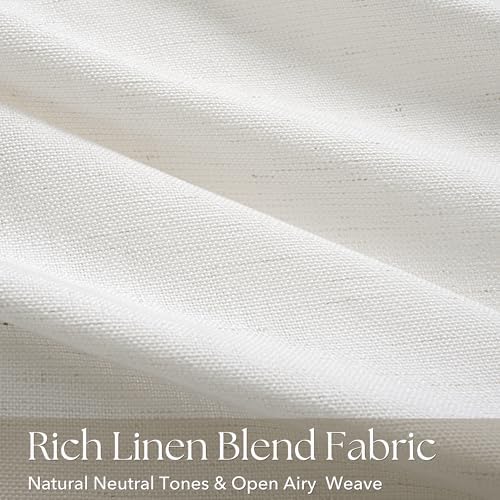 Natural Pinch Pleated Linen Curtains 63 Inch Length 2 Panel for Living