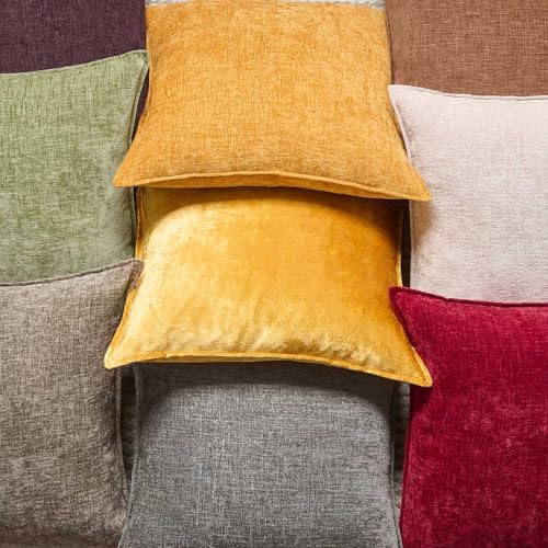 JUSPURBET Chenille Decorative Throw Pillow Covers 20x20 Set of 2,Gold