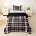 Manfei Tartan Grid Girls Bedding Set Twin Size, Line Plaid Checkered