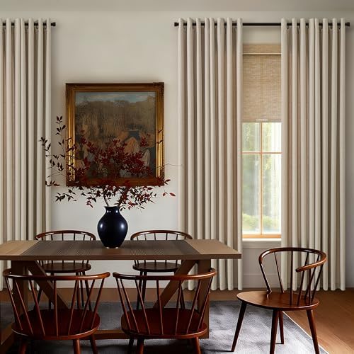 Taupe Floor to Ceiling 108 Inch Extra Long Linen Privacy Curtains
