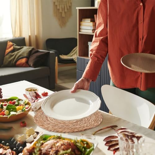 DICOSMETIC 8Pcs Round Woven Placemats Set Wicker Placemat Farmhouse