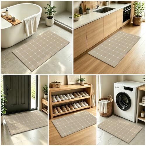 Taupe Gingham Door Mat Indoor Welcome Mats Front Door Mat Outside