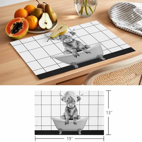 Placemats Set of 8, Vintage Grey Yak Woven Placemat, Linen Place Mats