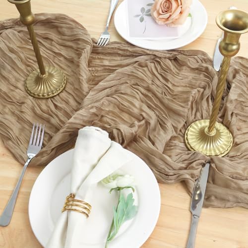 12 Pack Nude Cheesecloth Table Runner 120 Inch Boho Wedding Decor