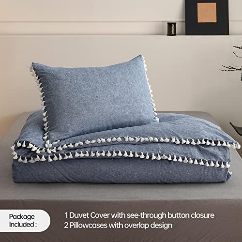 Simple&Opulence Linen Duvet Cover Set Queen, Linen Cotton Blend with
