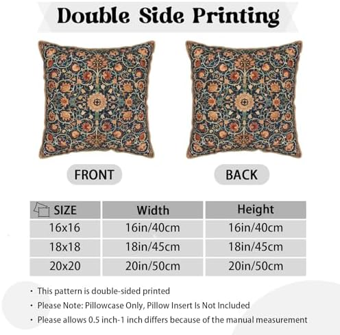 William Morris Vintage Floral Velvet Pillow Covers Set of 2 18x18 Inch