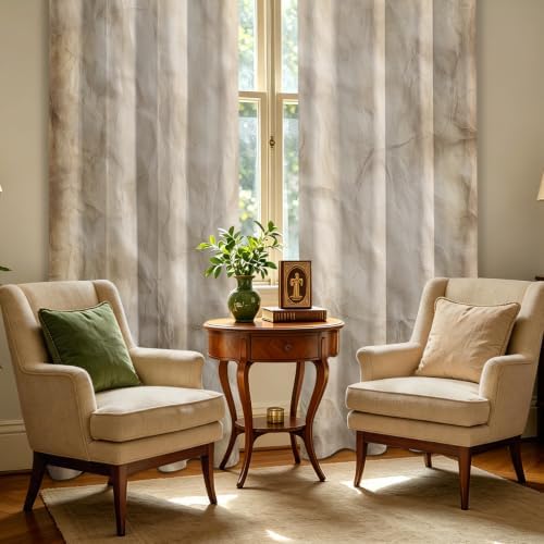 Distressed Blackout Curtains 84 Inch Length 2 Panels Set, Modern