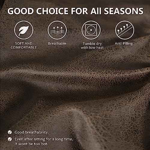 ANARACHON Leather Look Recliner Sofa Slipcover, Brown