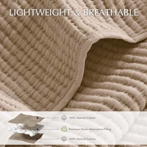 EverGrace Cotton Ribbed Matelassé Coverlet Set, Queen Size, Urban