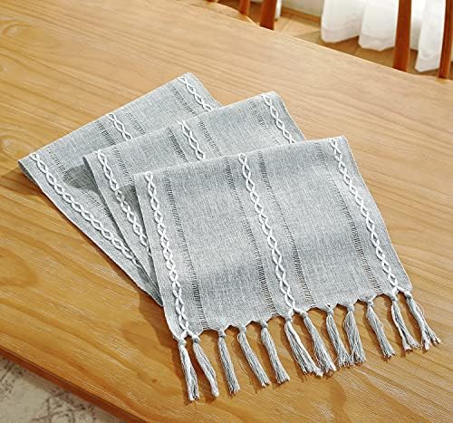 Chassic Rustic Farmhouse Style Linen Table Runner, Boho Handmade