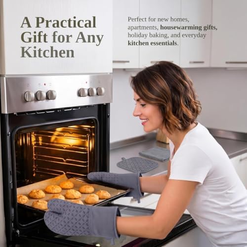 LSLCQWOven Mitts and Pot Holders 6pcs Set, Kitchen Oven Glove High