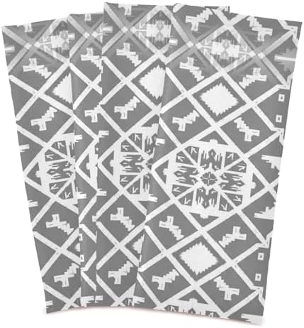 Kitchen Towels and Dishcloths Set, Gray Line Geometric 18 x 28 Inches