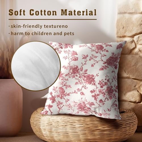 Dusty Rose Floral Pillow Covers 20x20 Inch Modern Neutral Dusty Rose