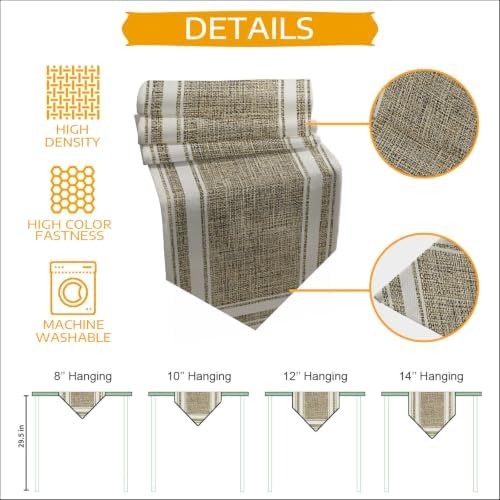 Beige Rustic Table Runner 108 Inches Long, Farmhouse Neutral Striped