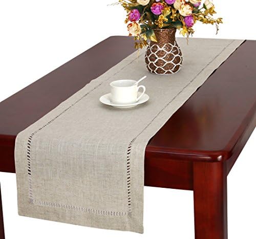Grelucgo Handmade Hemstitched Natural Rectangle Lace Table Runners