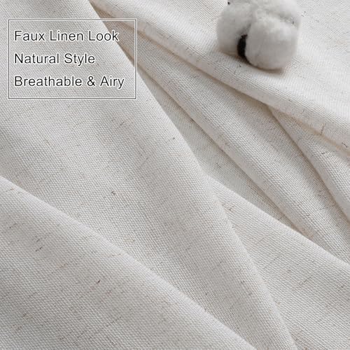 Ivory Linen Sheer Curtains Drapes 96 Inch Long Light Filtering Pinch