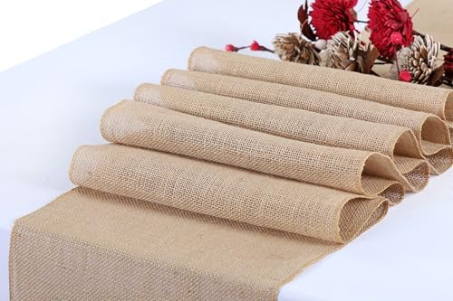 VDS Pack of 12, Burlap Table Runner 100% Natural Jute Rustic Hessian
