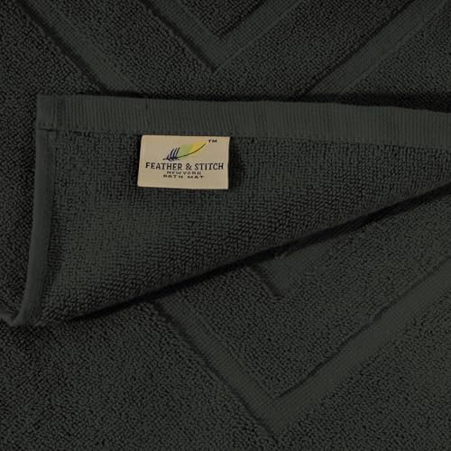 Feather & Stitch 100% Cotton Bath Mats 2 Piece 30x21 Inches, Charcoal