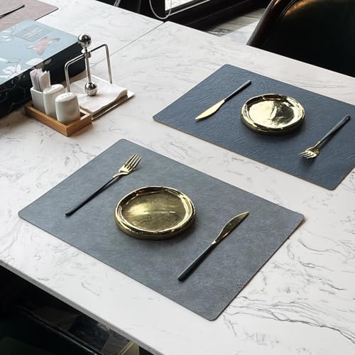 Faux Leather Placemats Set of 6, Double-Sided Two-Color Place Mats