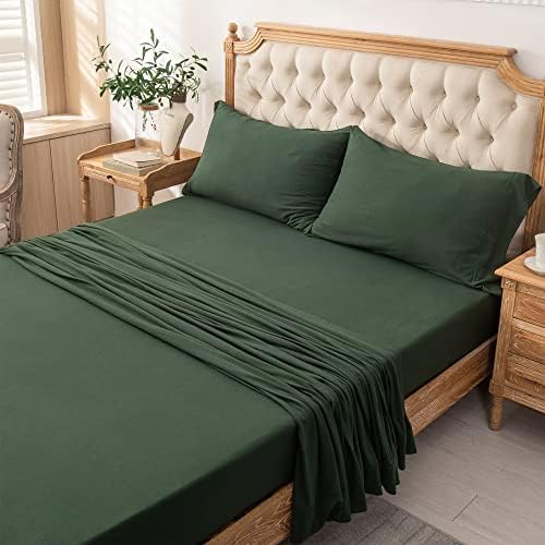 PURE ERA Jersey Knit Sheet Set Solid Forest Green King