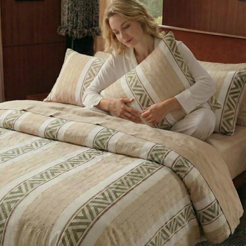 100% Cotton Tufted Duvet Cover Set Queen Size, Neutral Geometric