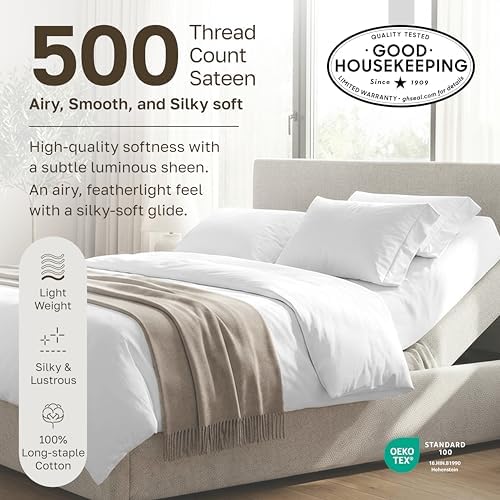 California Design Den 100% Cotton Sateen Split King Sheets Set, 5 Pcs