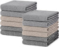 Mordimy Cotton Kitchen Towels (18"x 28", 12 Pack), Grey/Khaki/Black