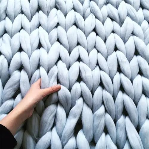BBPM Chunky Knit Throw Blanket 100% Hand Made Large Merino Wool Loop