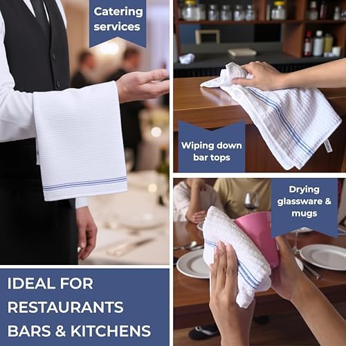 White Cotton Bar Towels For Kitchen - Rags For Bartenders - Bulk