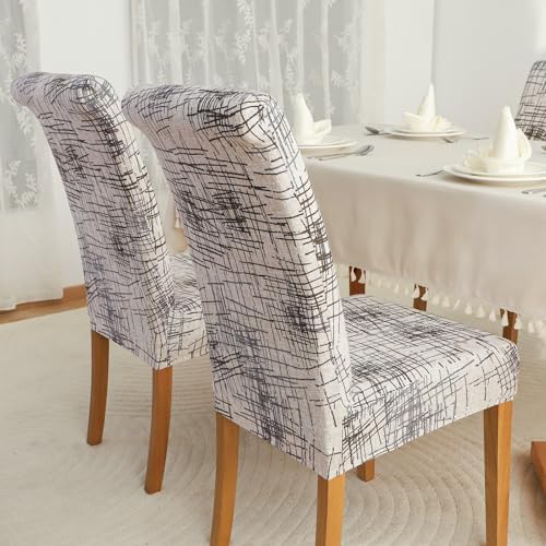 FORCHEER Chair Covers for Dining Chairs Set of 6,Beige Stretch Dining
