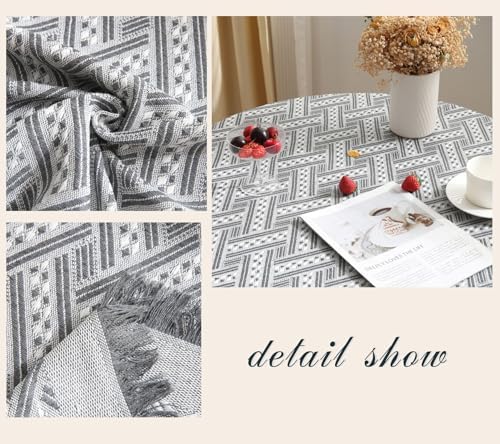 Cotton Linen Jacquard Geometry Square Tablecloth for Square/Round